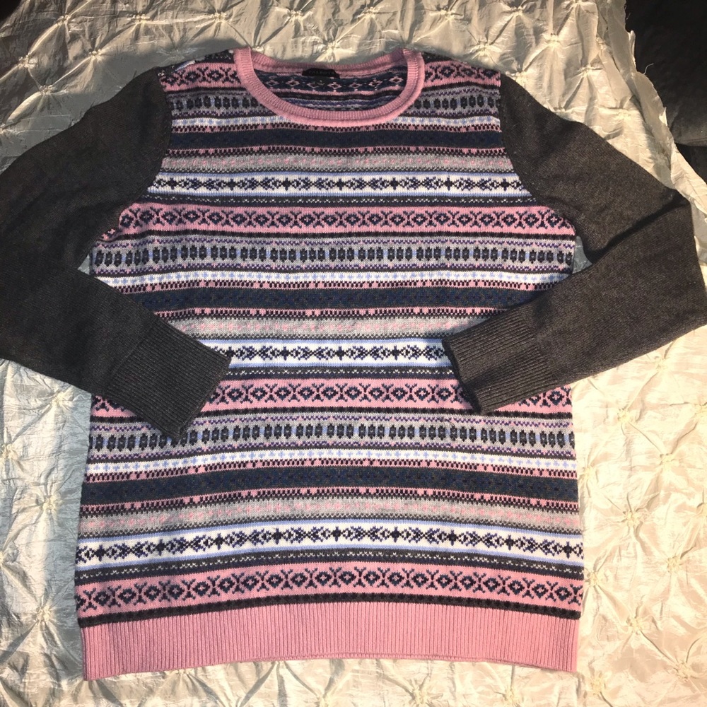 Talbots Pink Gray Patterned Sweater - image 1